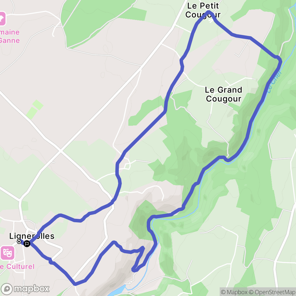 Lignerolles : carte du parcours de randonnée - France