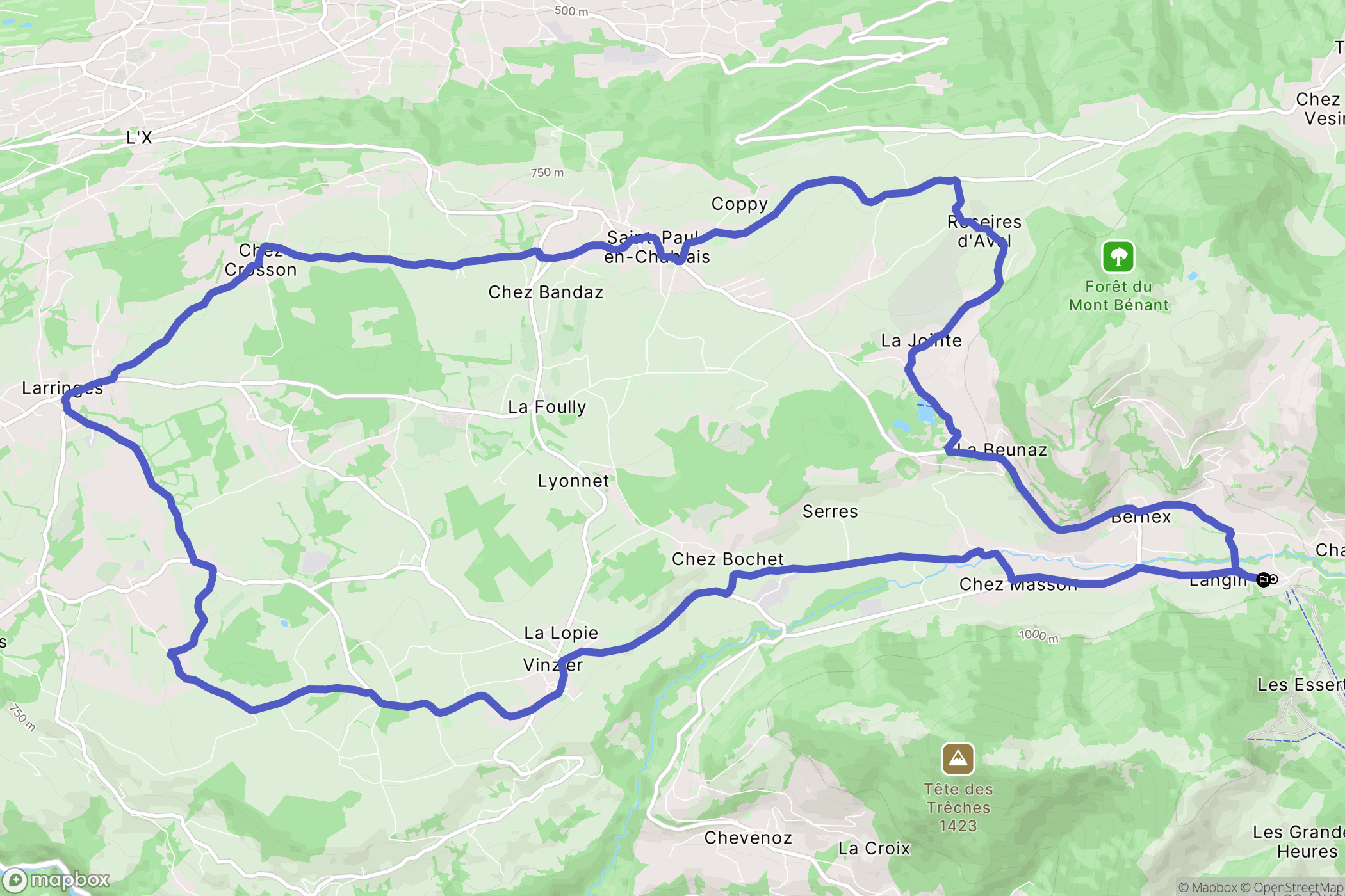 Bernex : carte du parcours de randonnée - France