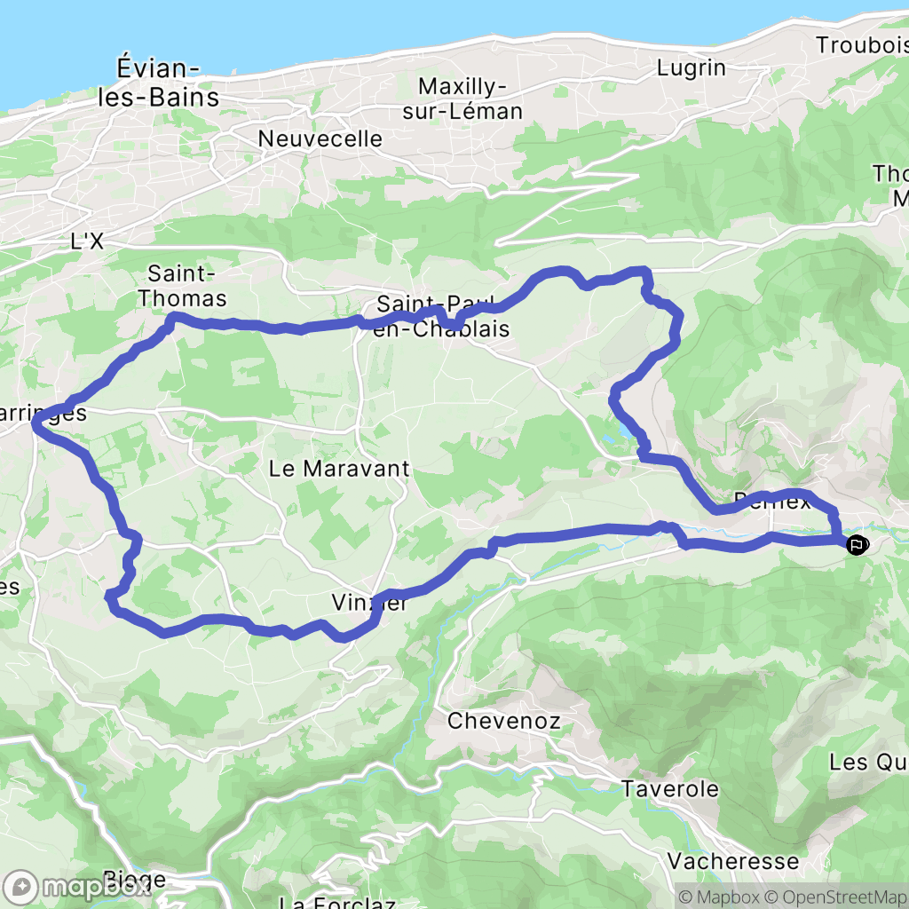 Bernex : carte du parcours de randonnée - France
