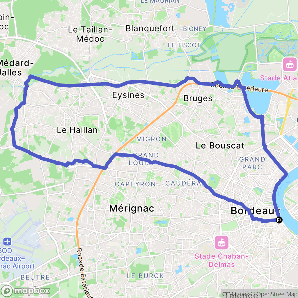 Bordeaux : carte du parcours de randonnée - France