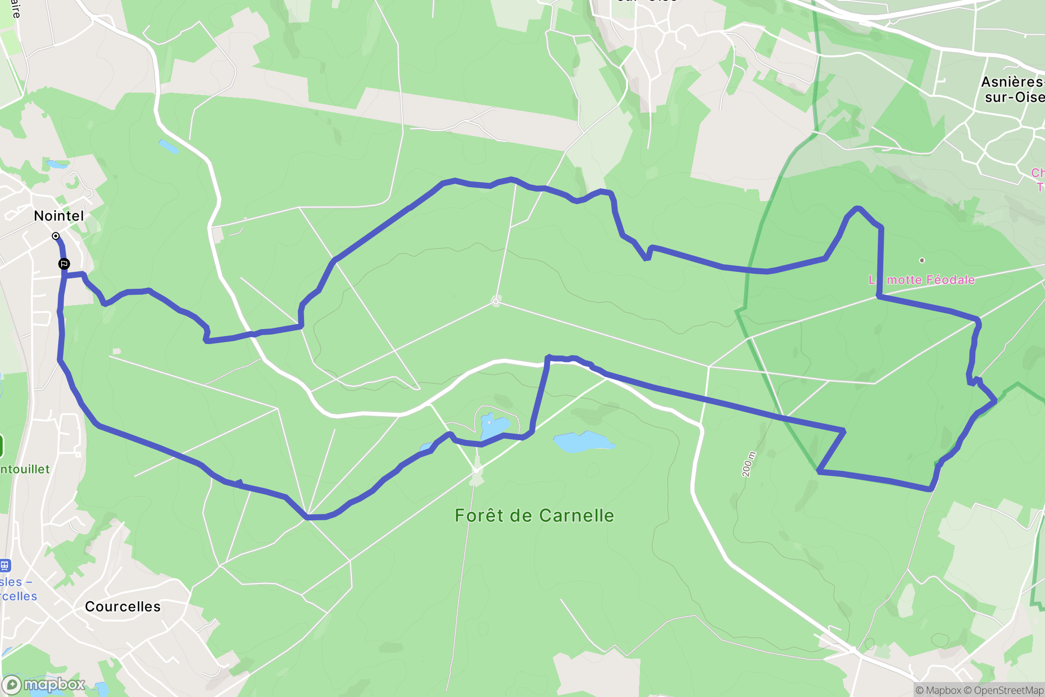 Nointel : carte du parcours de randonnée - France