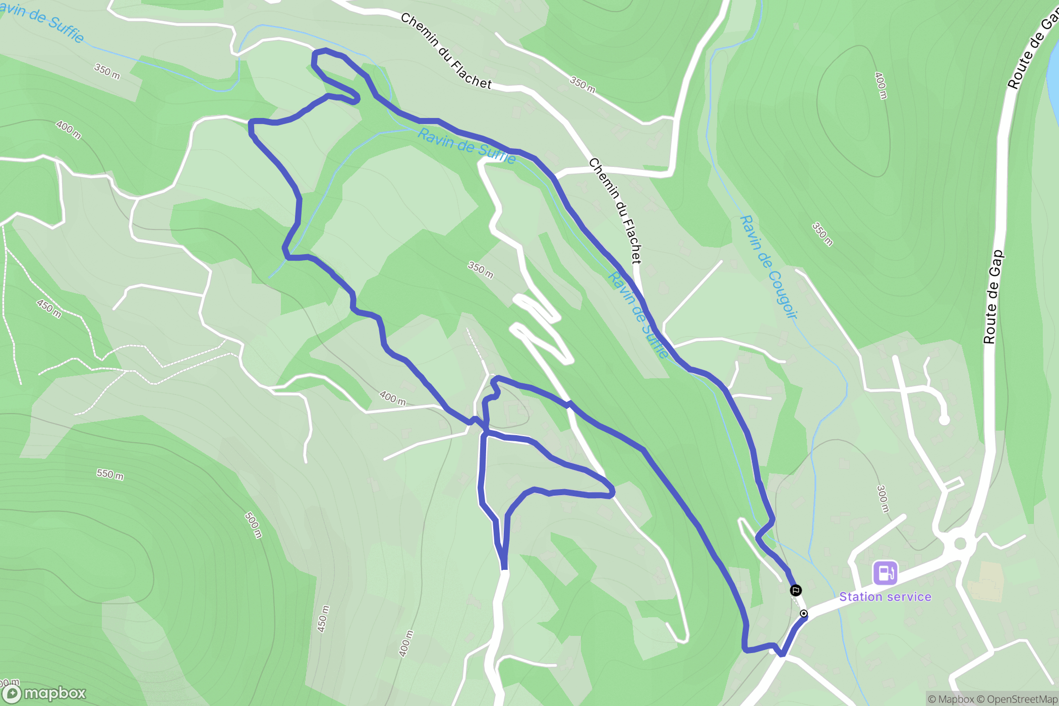 Aubres : carte du parcours de randonnée - France