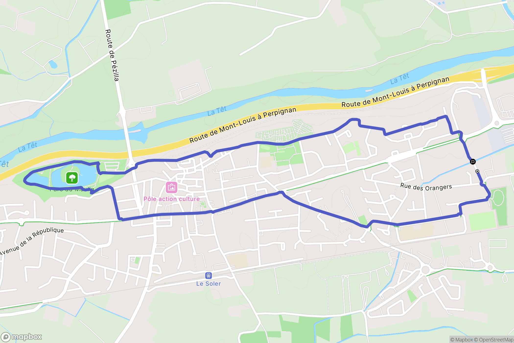 Le Soler : carte du parcours de randonnée - France