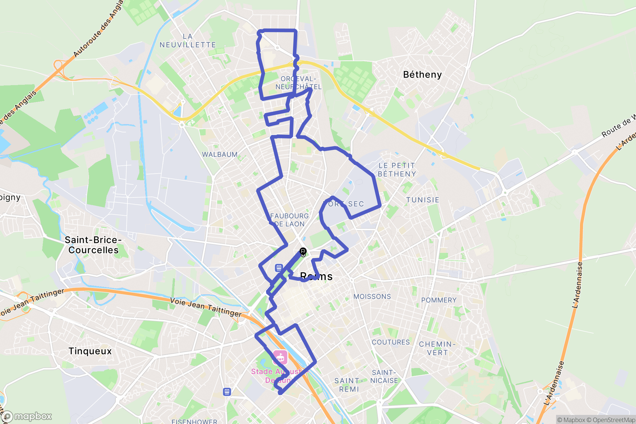Reims : carte du parcours de randonnée - France