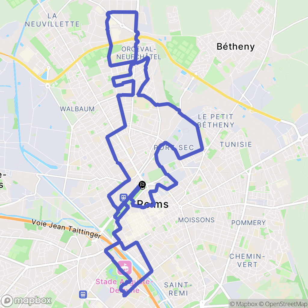 Reims : carte du parcours de randonnée - France