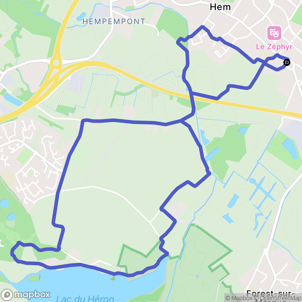 Hem : carte du parcours de randonnée - France