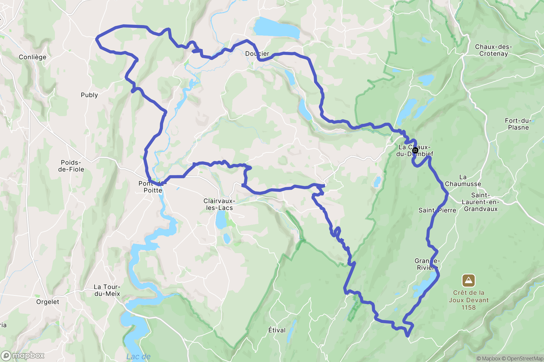 La Chaux-du-Dombief : carte du parcours de randonnée - France