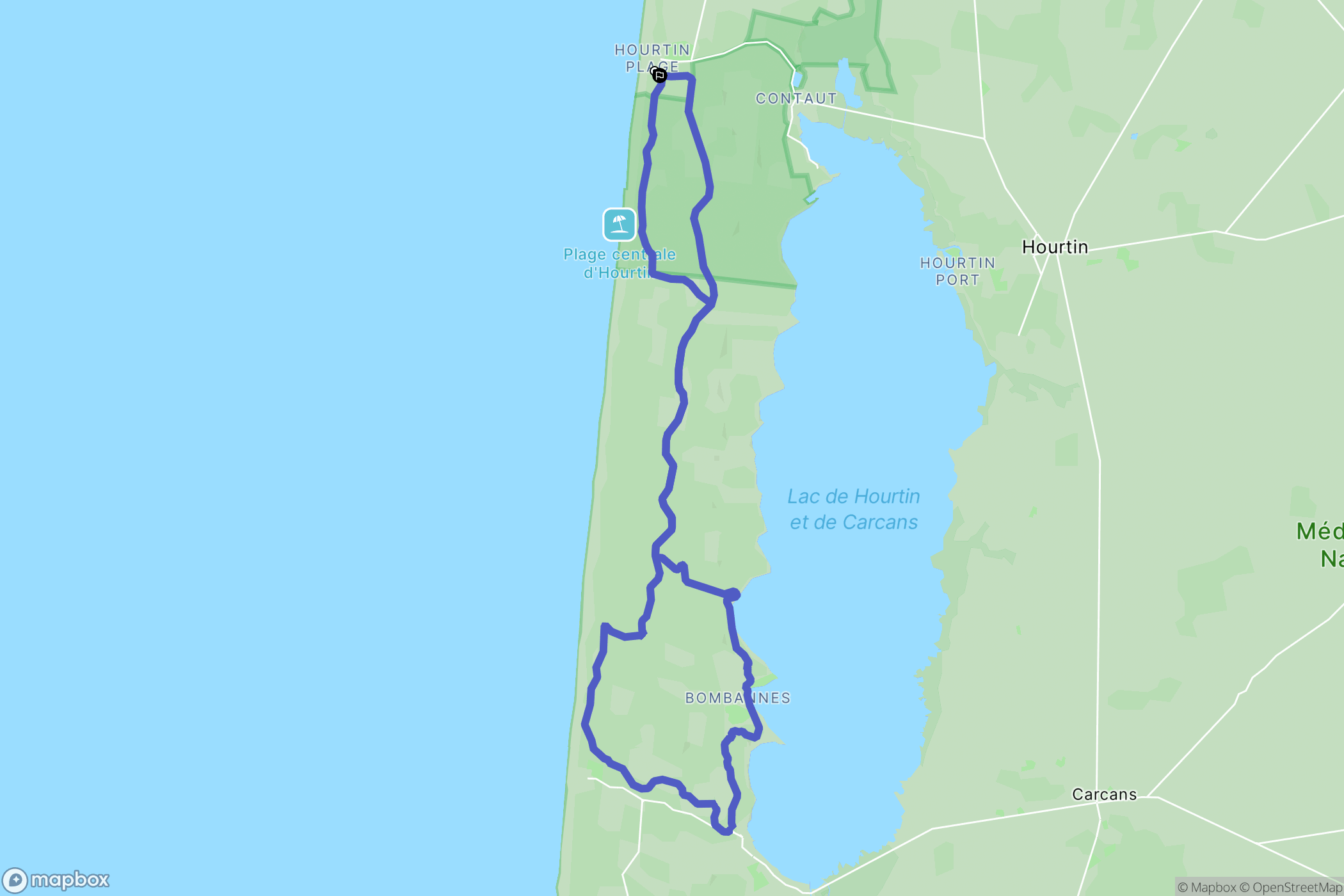 Hourtin : carte du parcours de randonnée - France