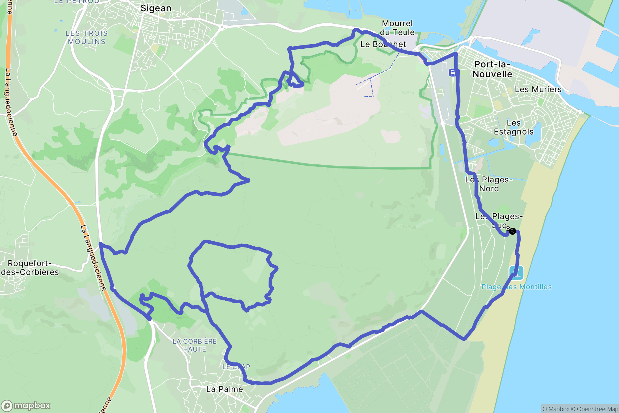 Port-la-Nouvelle : carte du parcours de randonnée - France