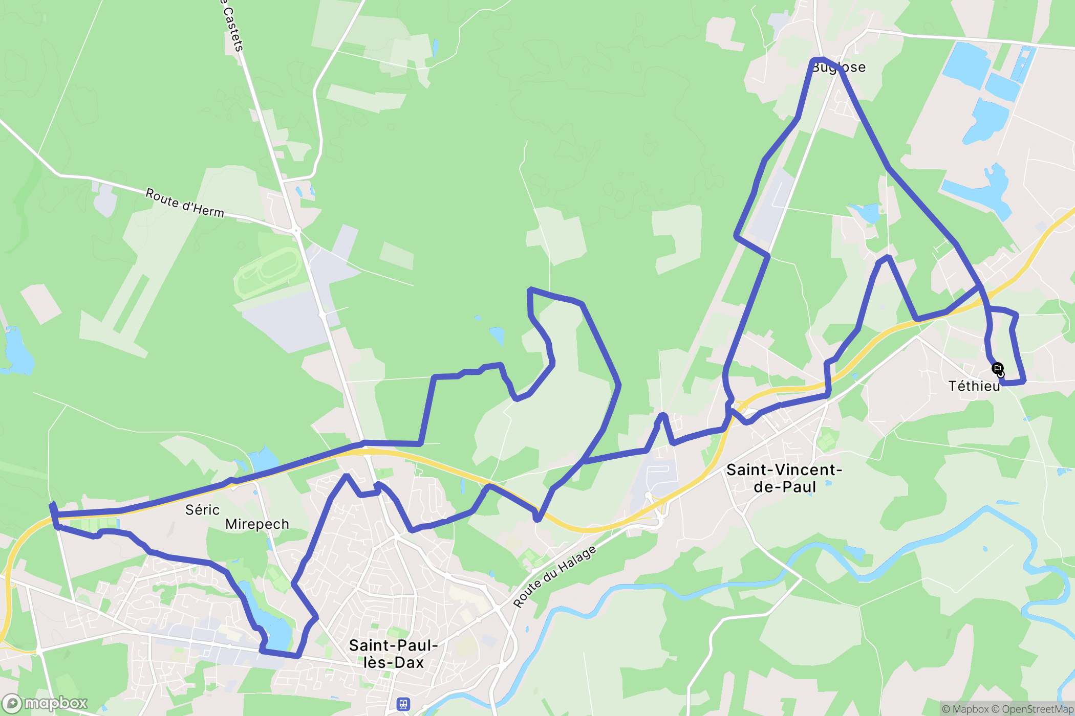 Téthieu : carte du parcours de randonnée - France