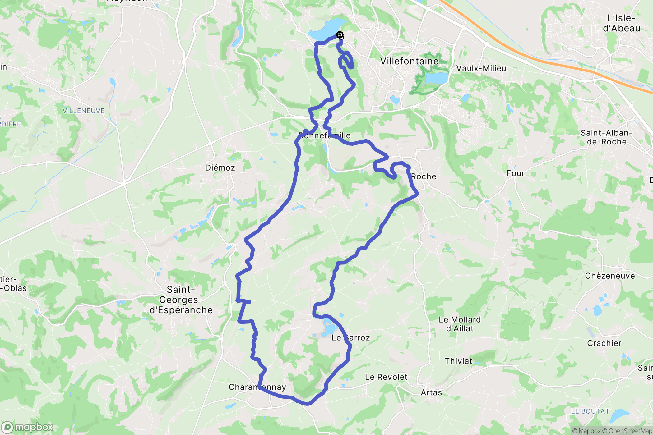 Villefontaine : carte du parcours de randonnée - France
