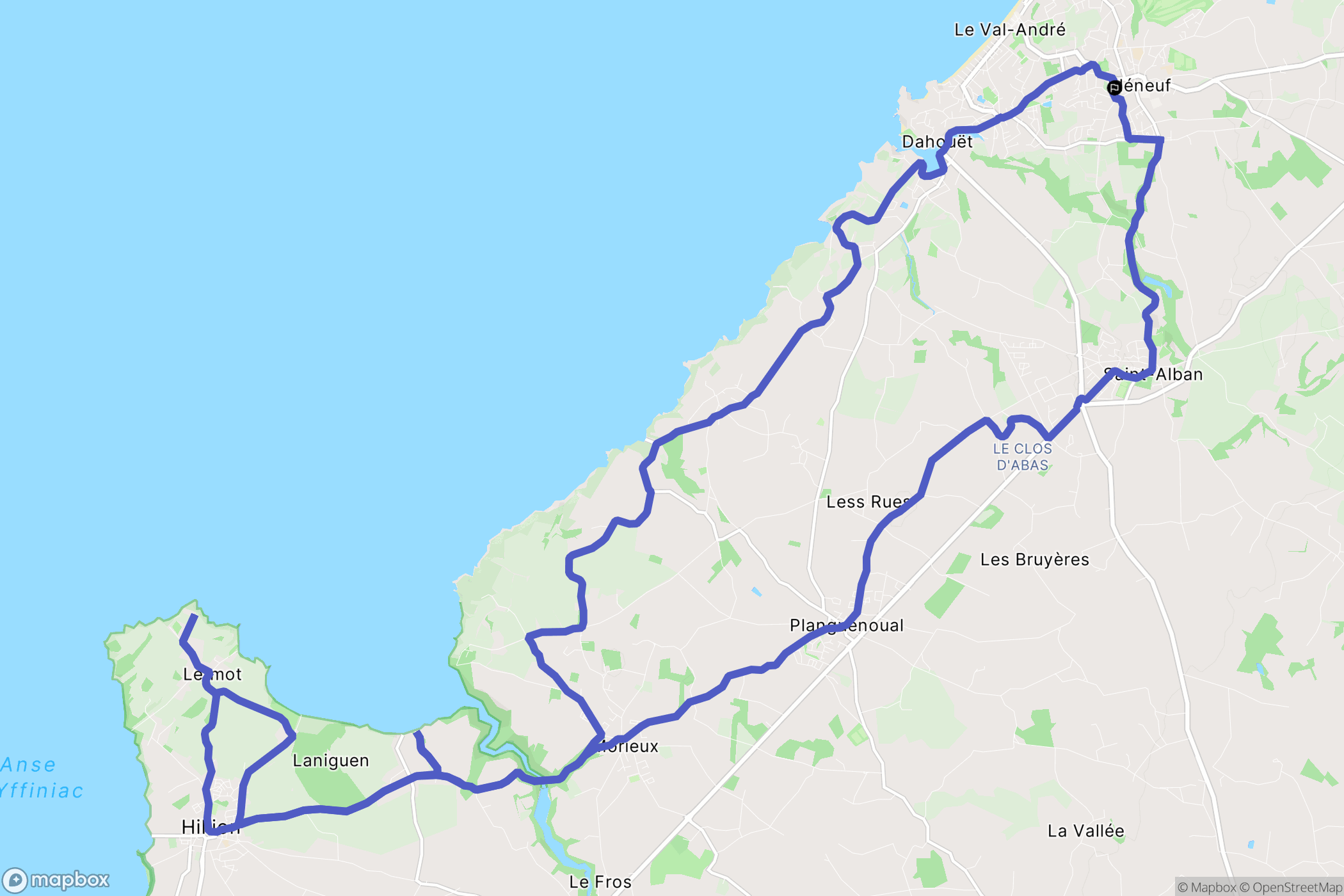 Pléneuf-Val-André : carte du parcours de randonnée - France