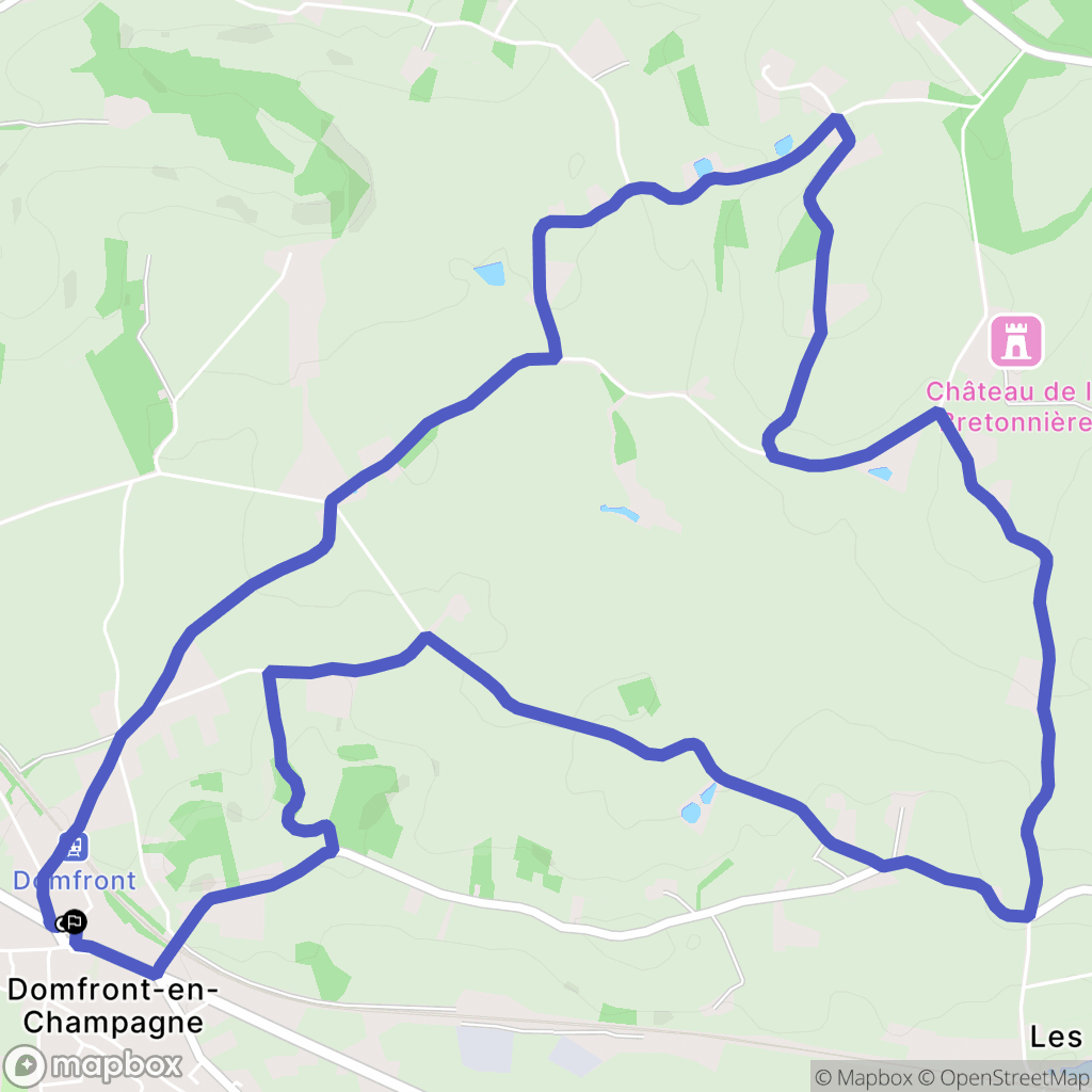 Domfront-en-Champagne : carte du parcours de randonnée - France