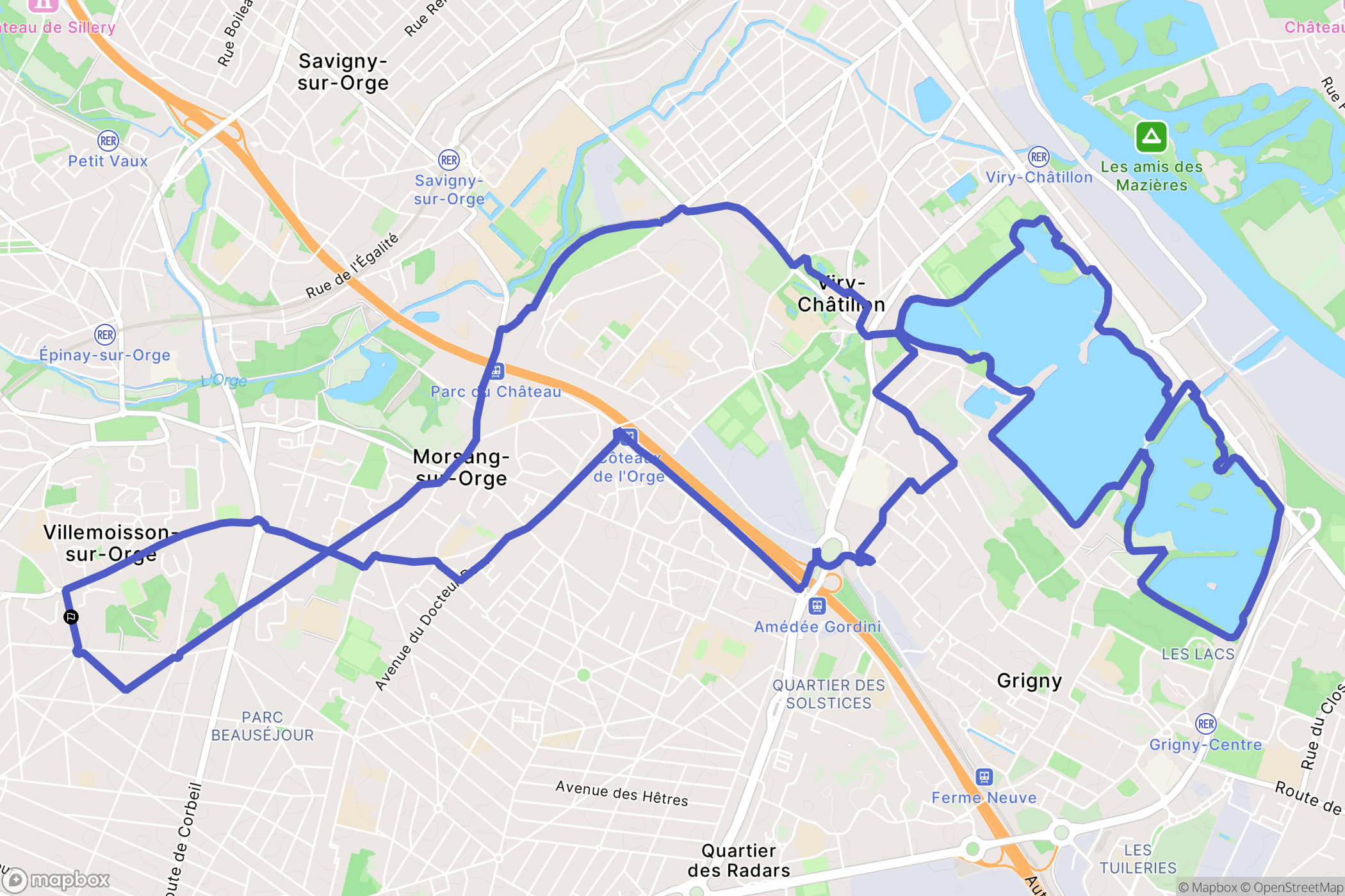 Villemoisson-sur-Orge : carte du parcours de randonnée - France