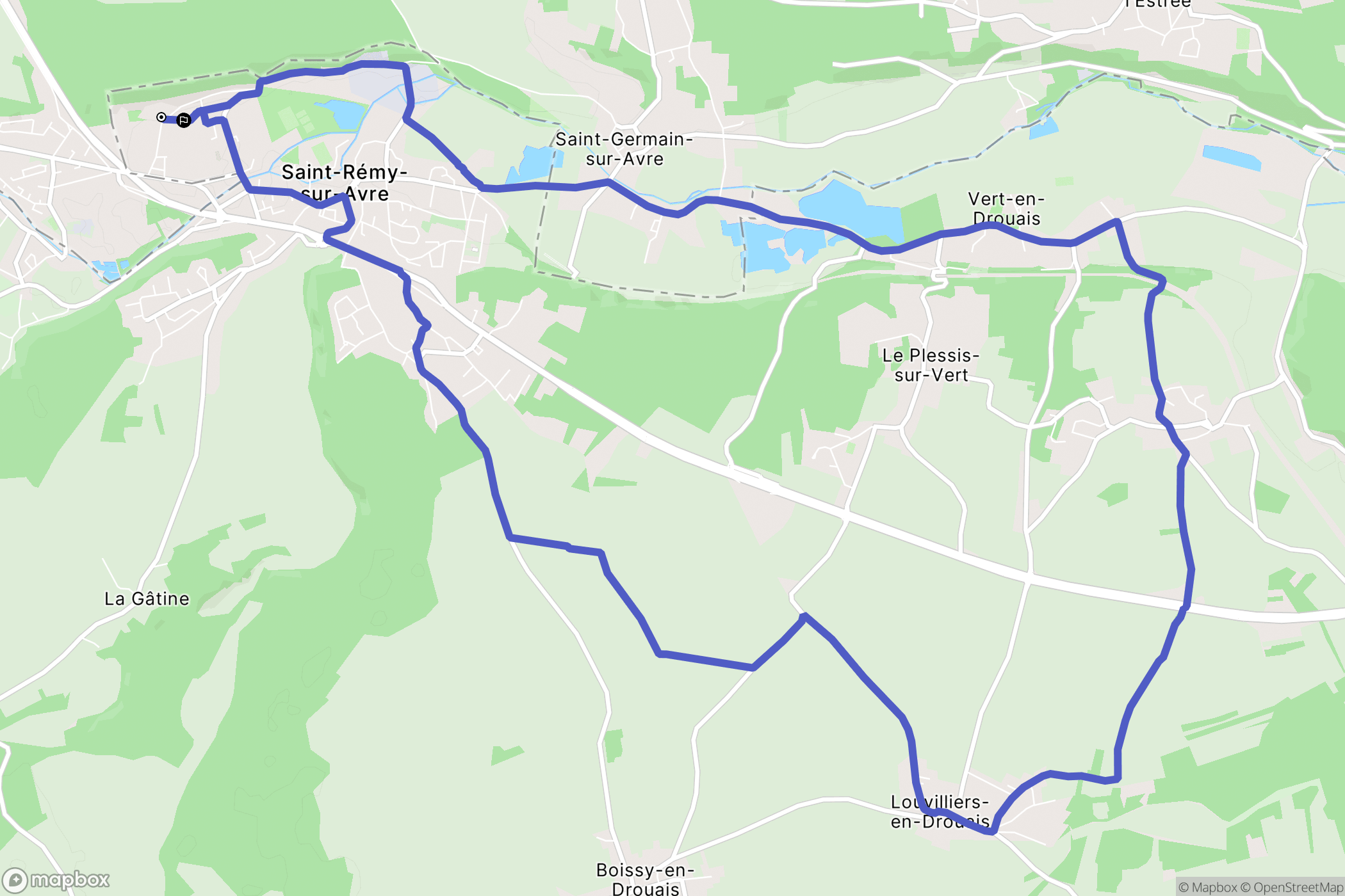 Saint-Rémy-sur-Avre : carte du parcours de randonnée - France