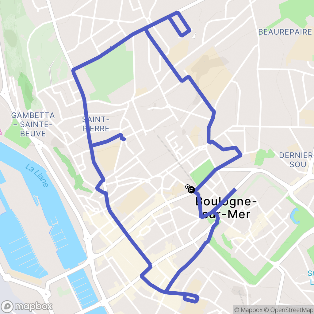Boulogne-sur-Mer : carte du parcours de randonnée - France