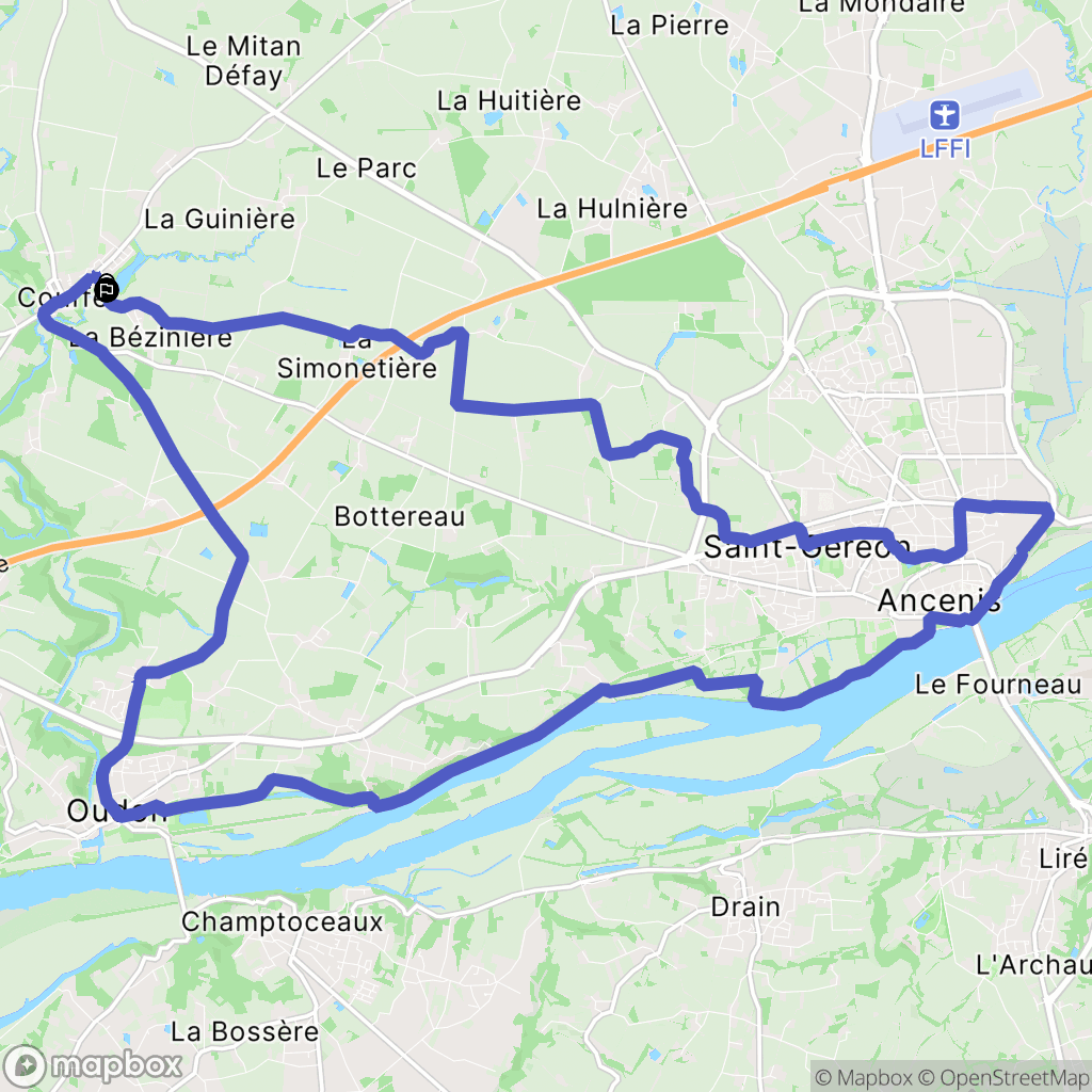Couffé : carte du parcours de randonnée - France