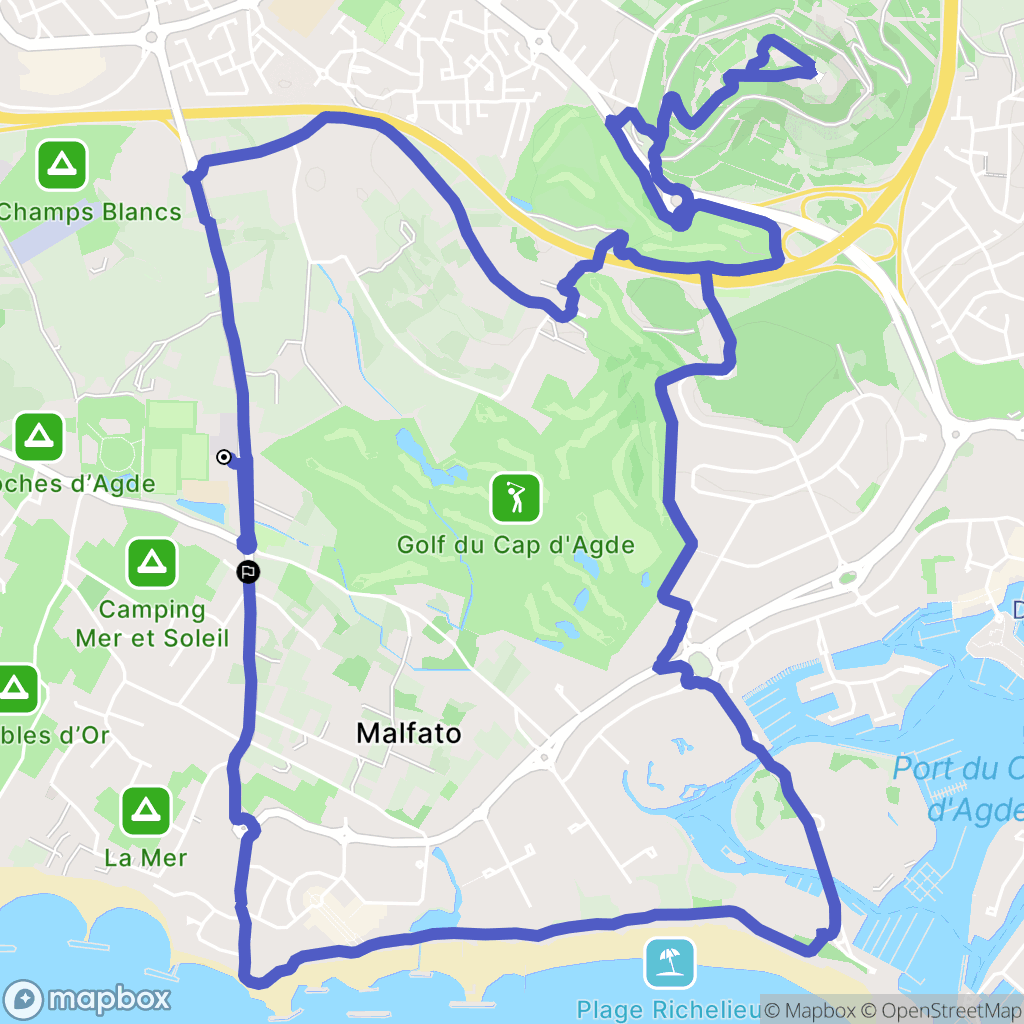 Agde : carte du parcours de randonnée - France