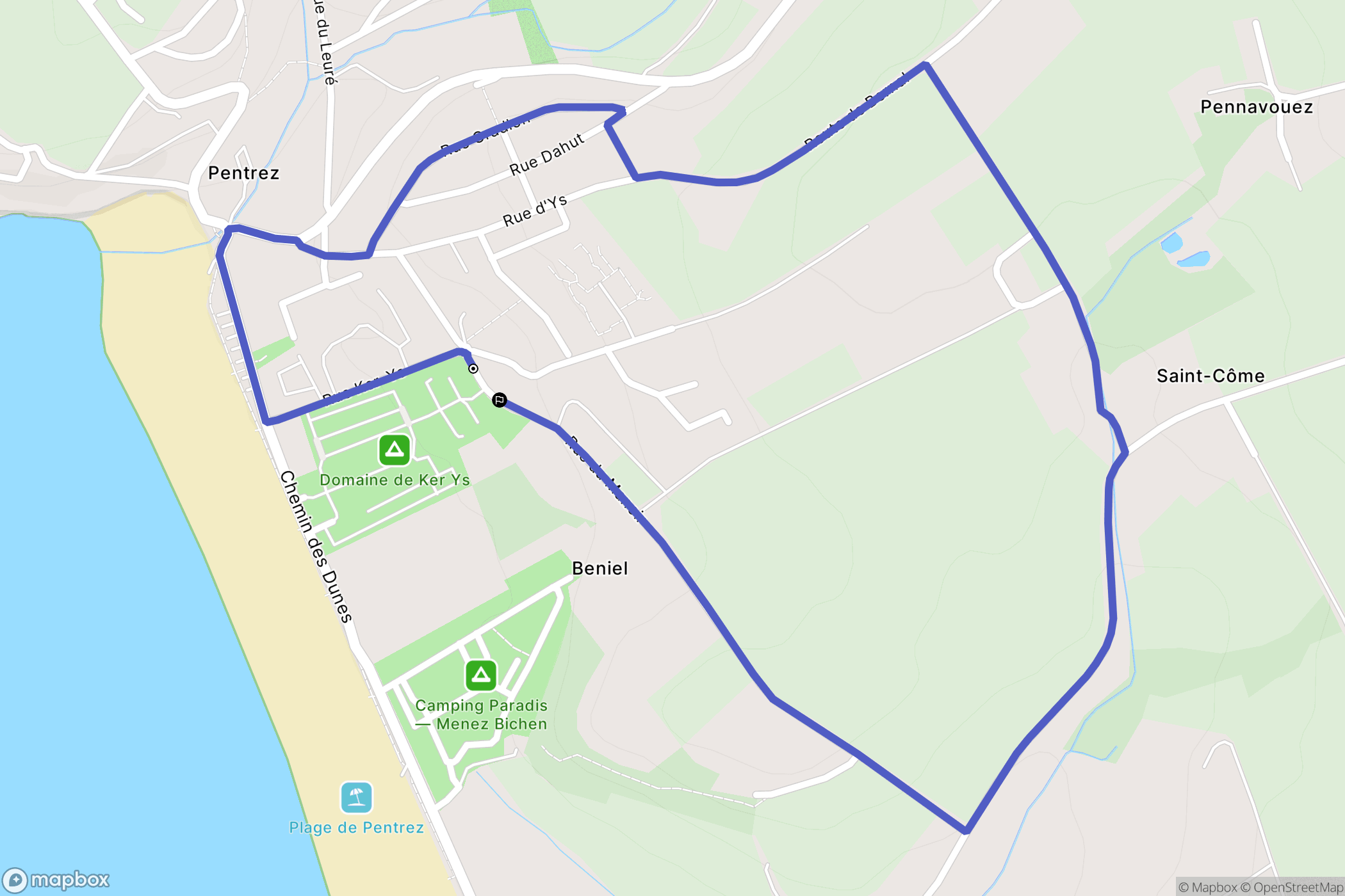 Saint-Nic : carte du parcours de randonnée - France