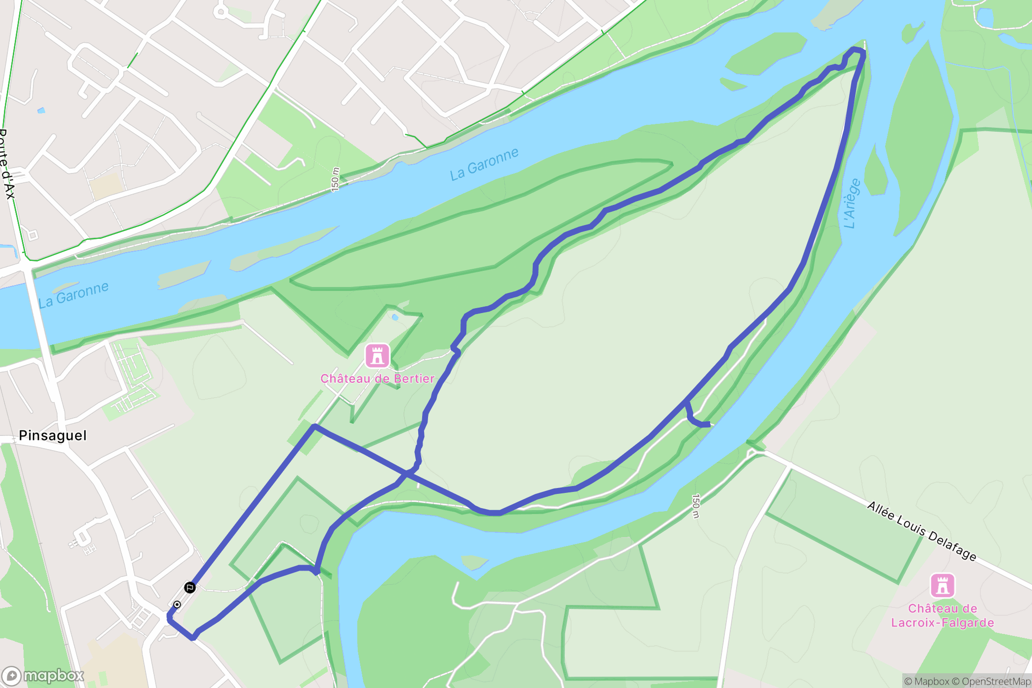 Pinsaguel : carte du parcours de randonnée - France