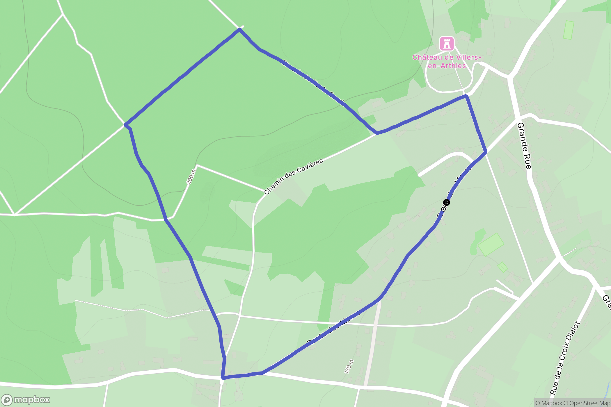 Villers-en-Arthies : carte du parcours de randonnée - France