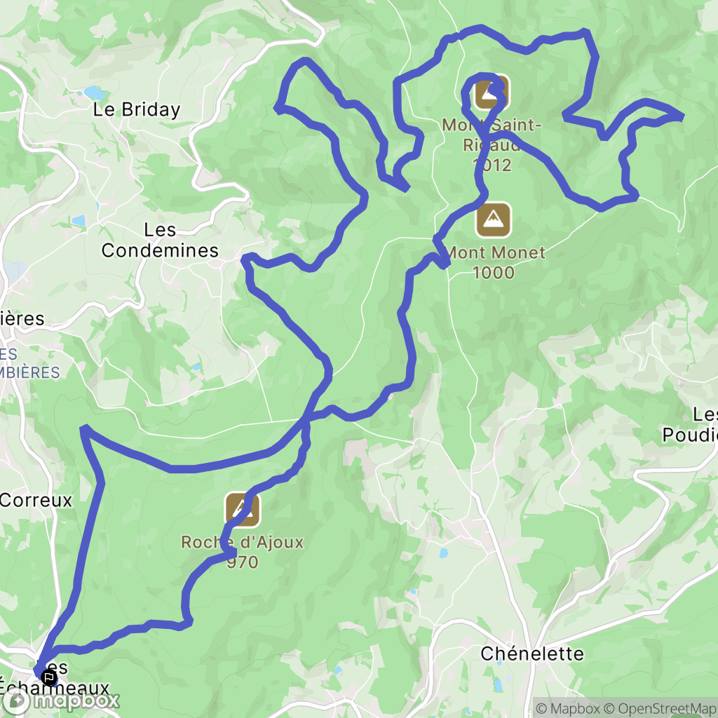 Poule-les-Écharmeaux : carte du parcours de randonnée - France