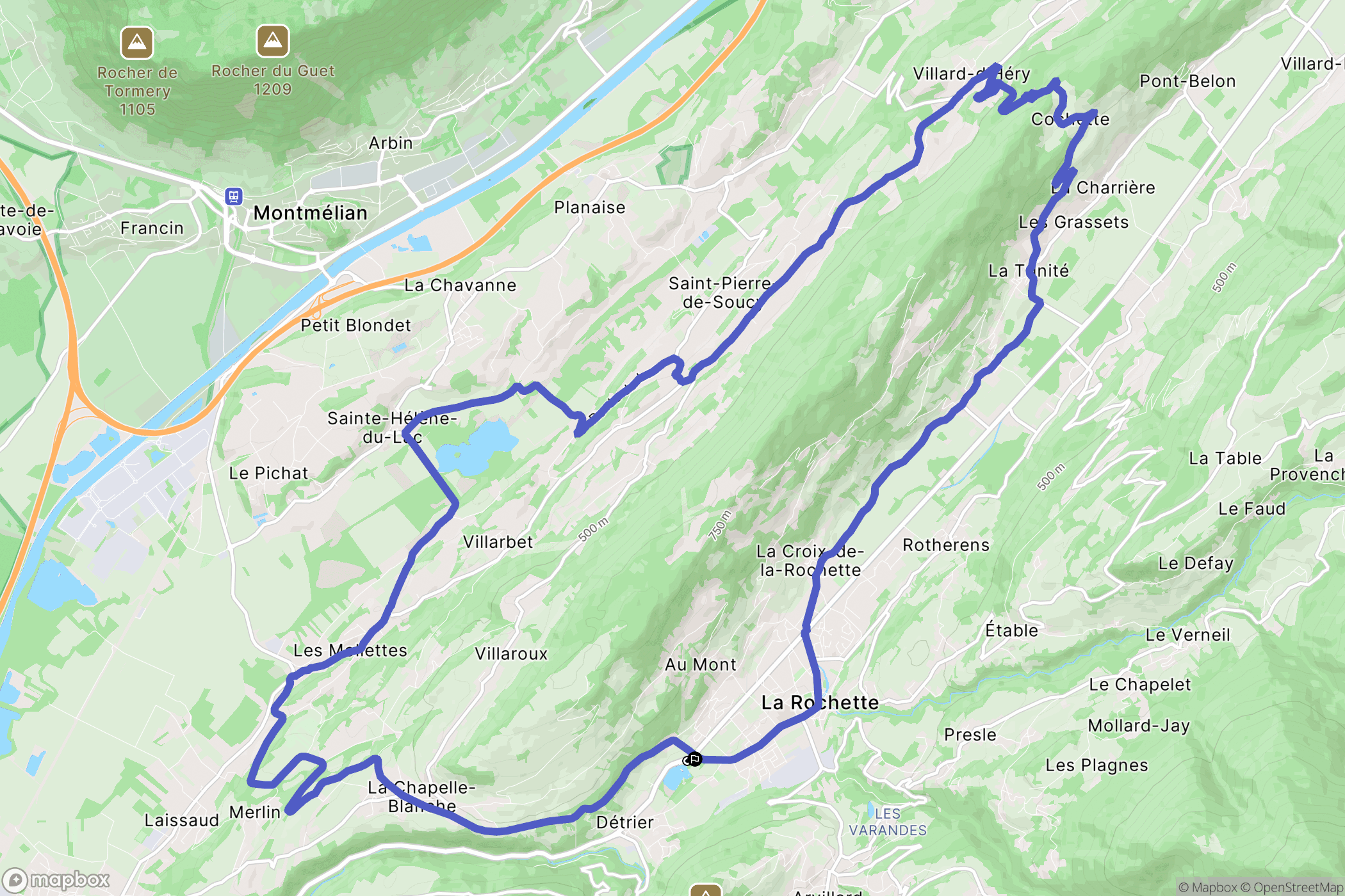 Détrier : carte du parcours de randonnée - France