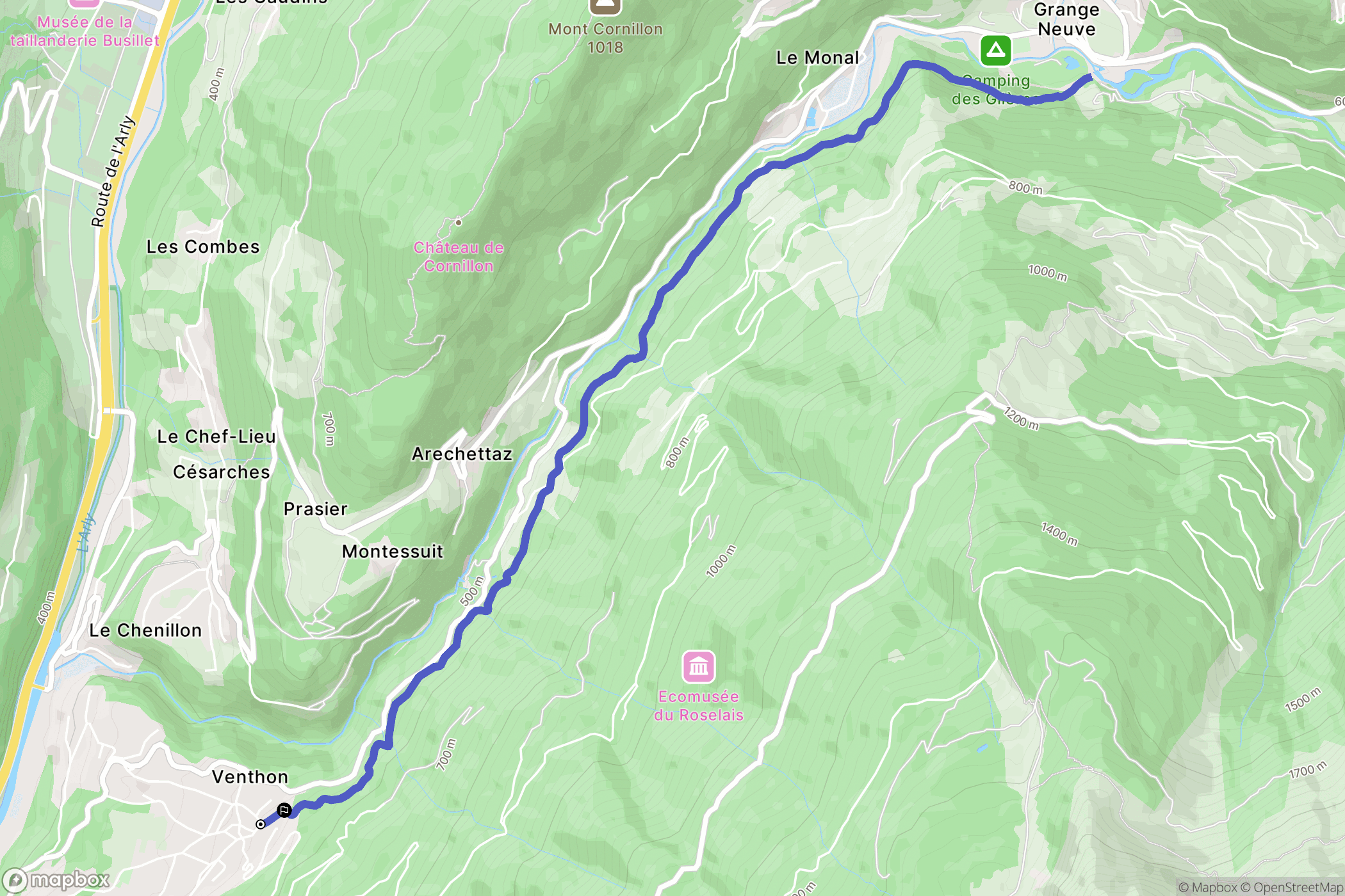 Venthon : carte du parcours de randonnée - France