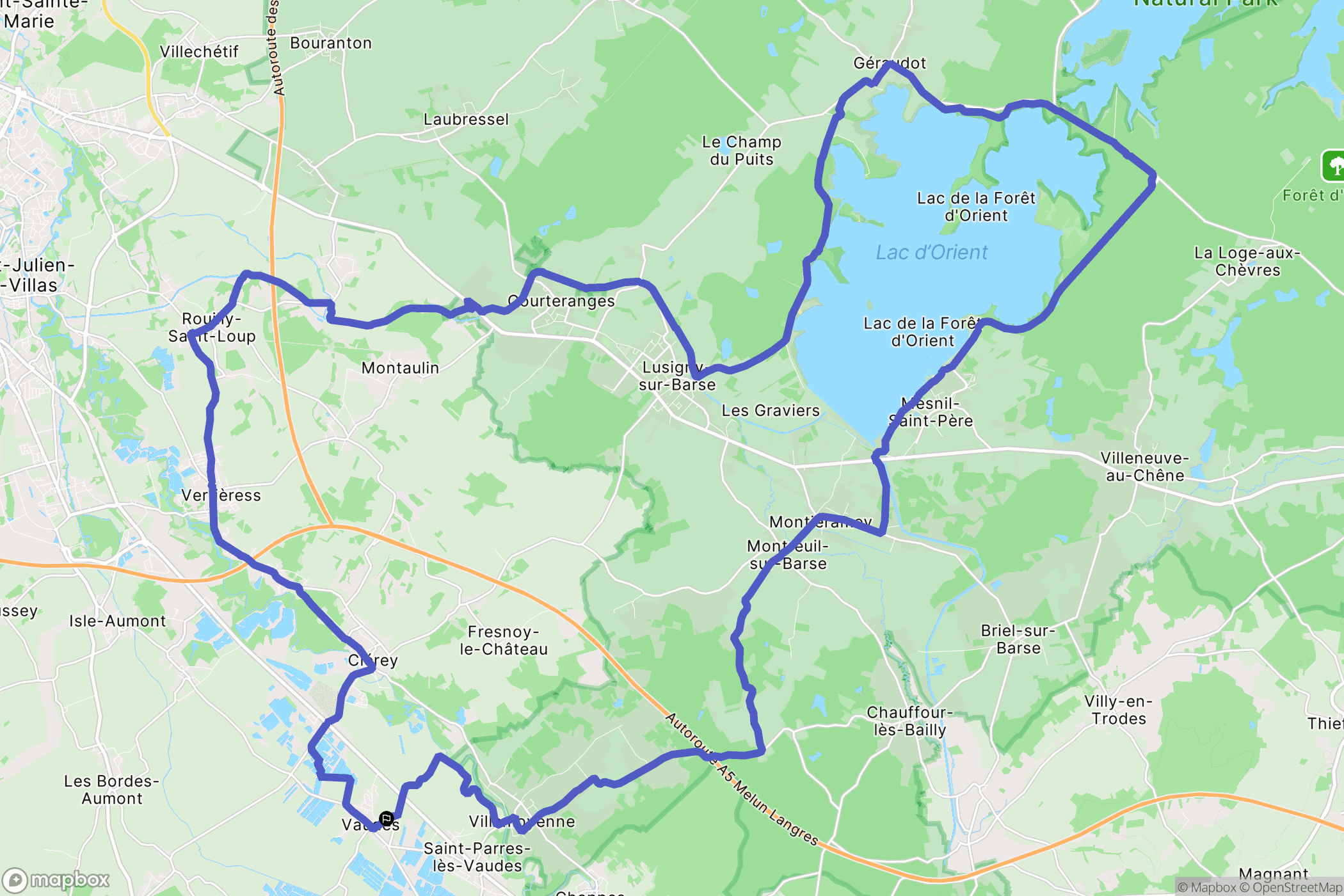 Vaudes : carte du parcours de randonnée - France