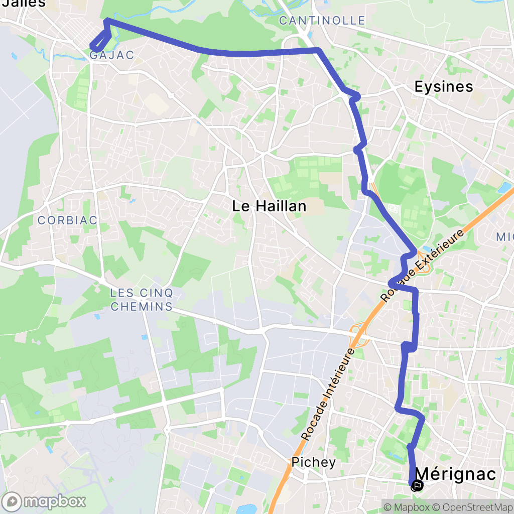 Mérignac : carte du parcours de randonnée - France