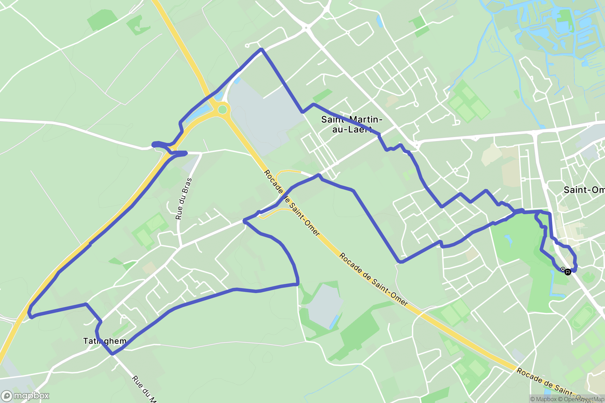 Saint-Omer : carte du parcours de randonnée - France