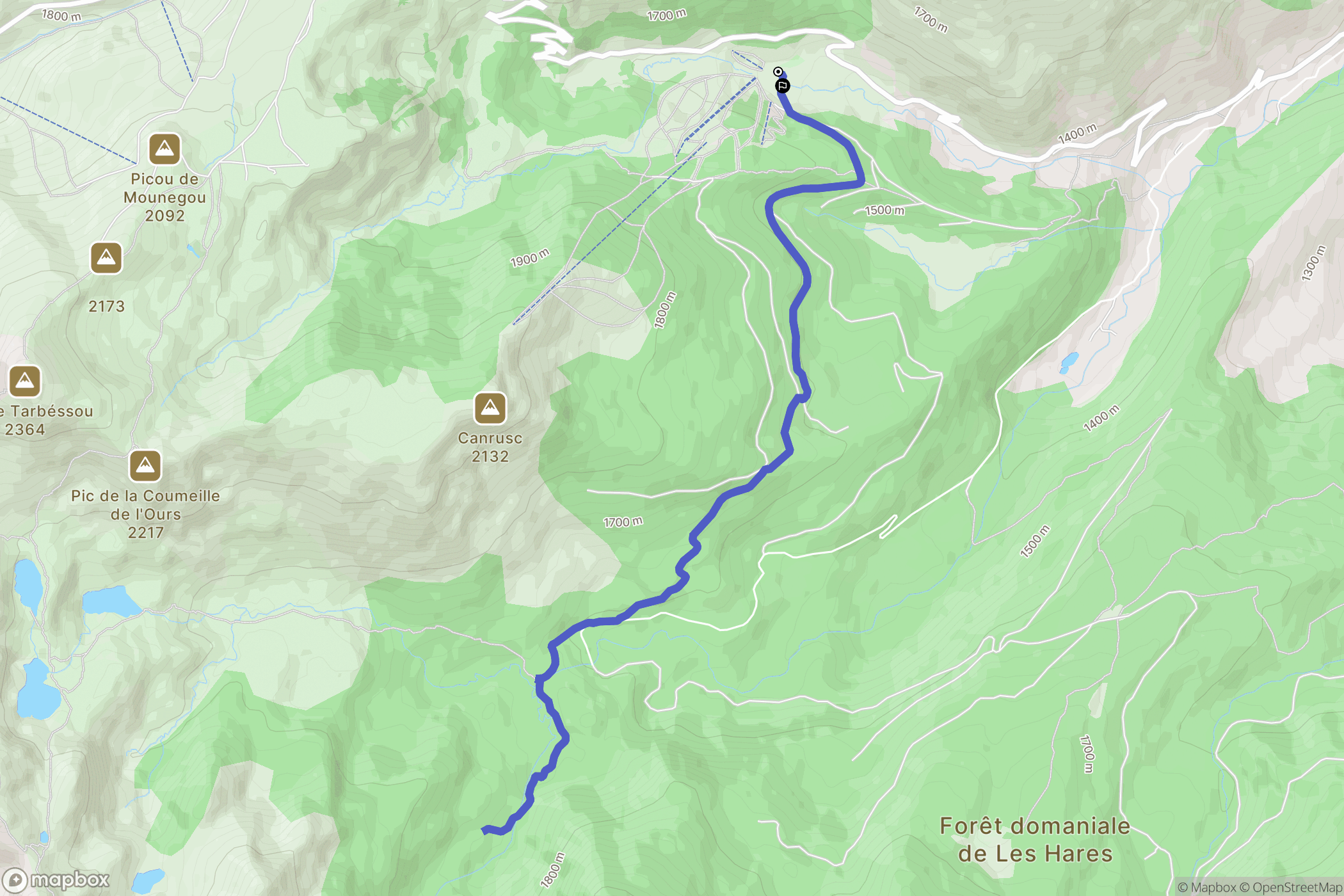 Mijanès : carte du parcours de randonnée - France