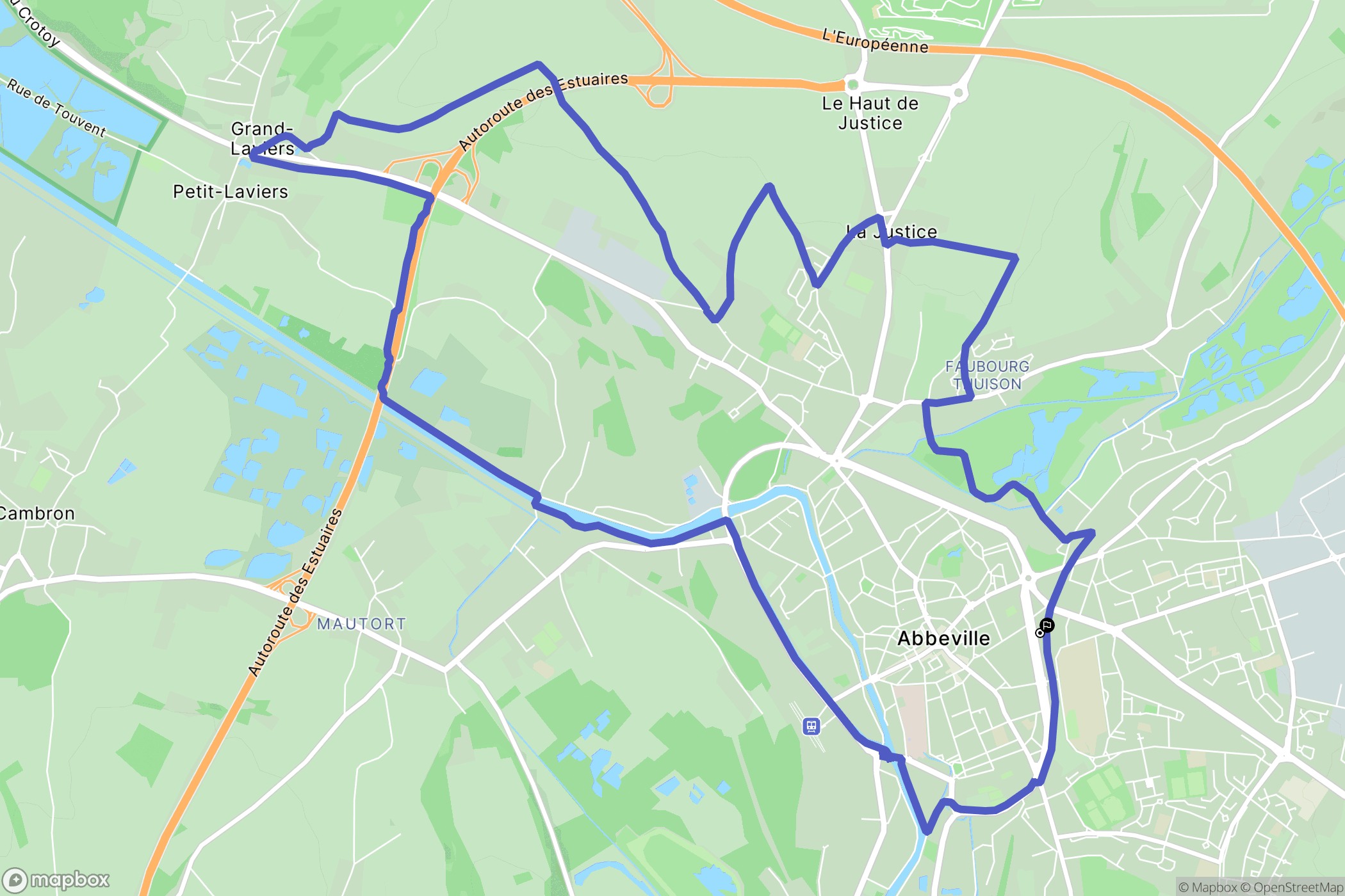 Abbeville : carte du parcours de randonnée - France