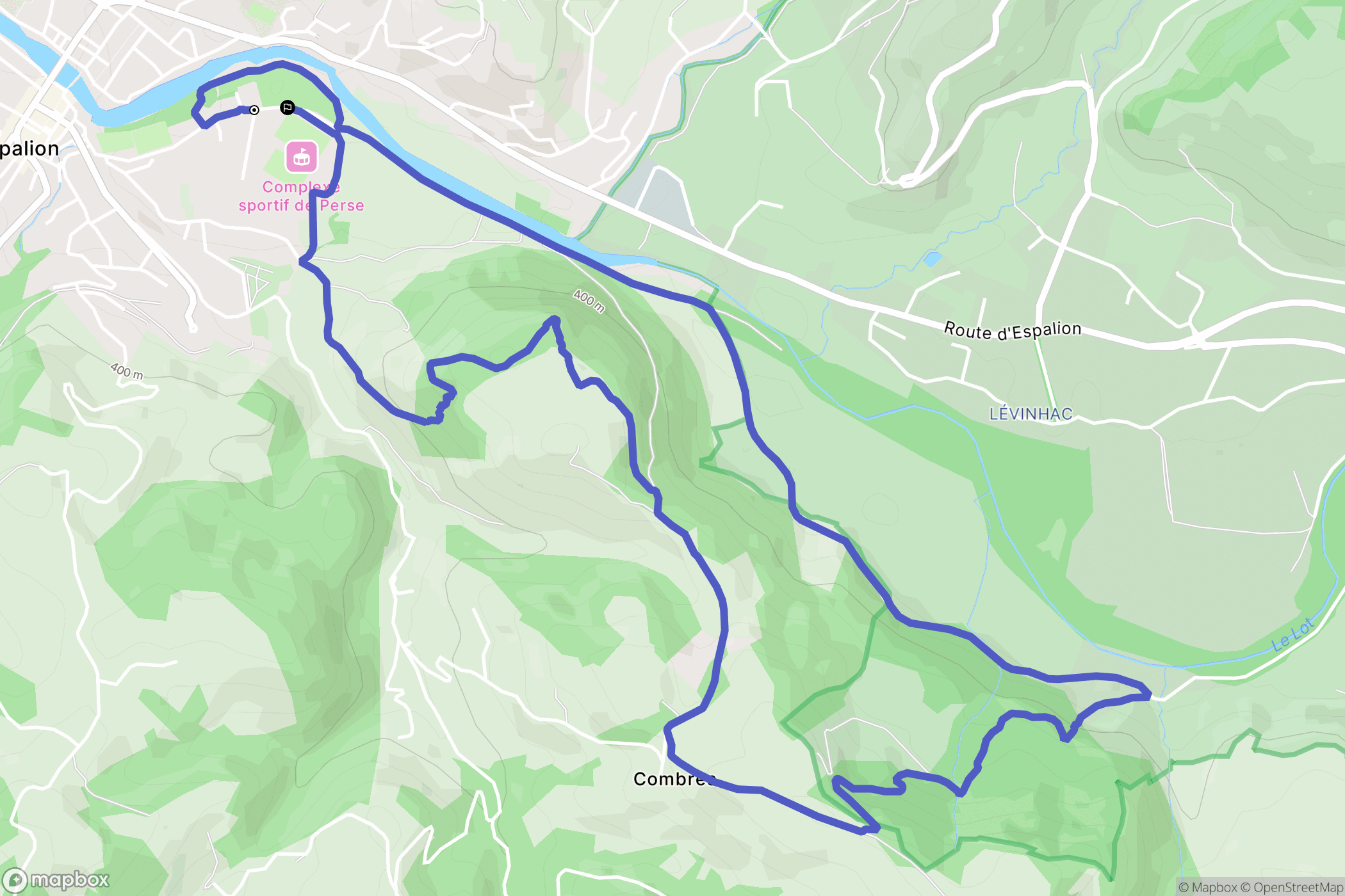 Espalion : carte du parcours de randonnée - France