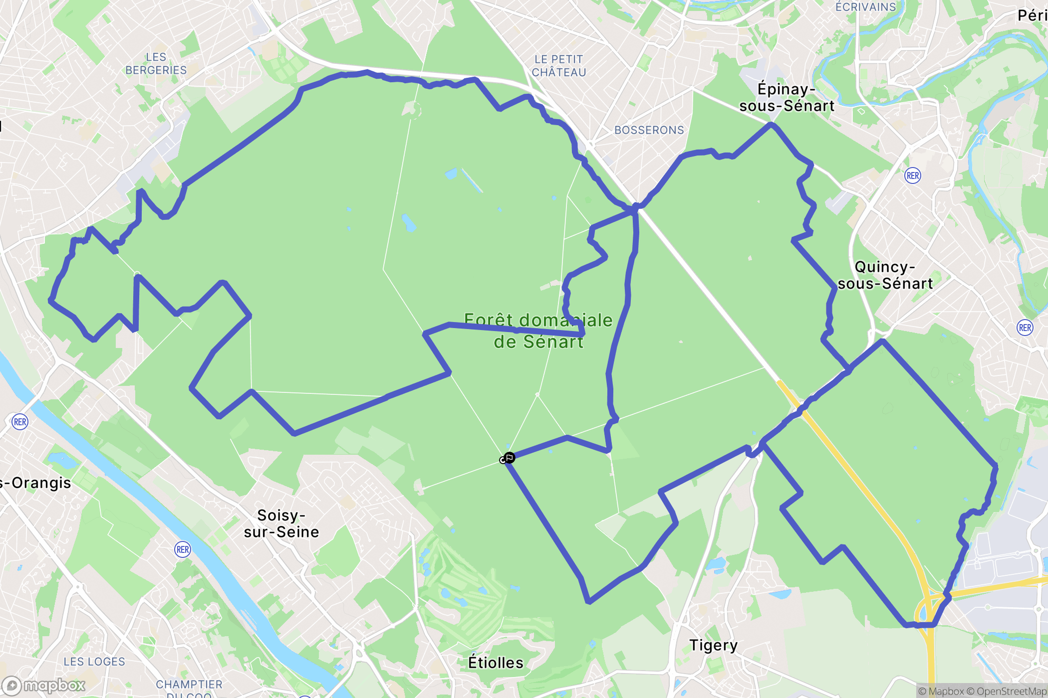 Étiolles : carte du parcours de randonnée - France
