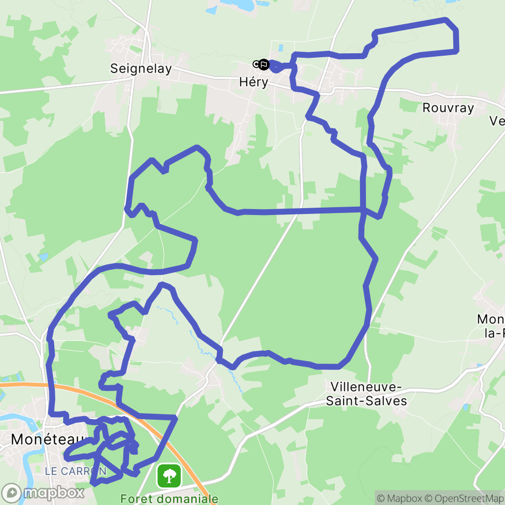 Héry : carte du parcours de randonnée - France