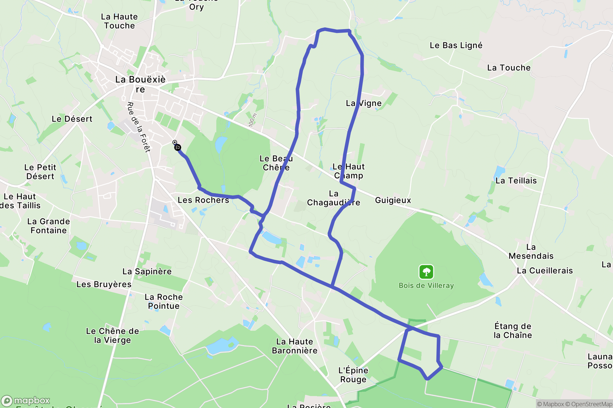 La Bouëxière : carte du parcours de randonnée - France