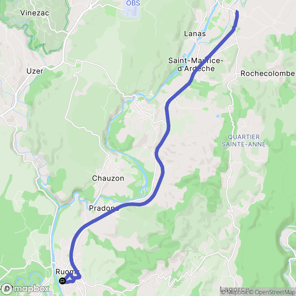 Ruoms : carte du parcours de randonnée - France
