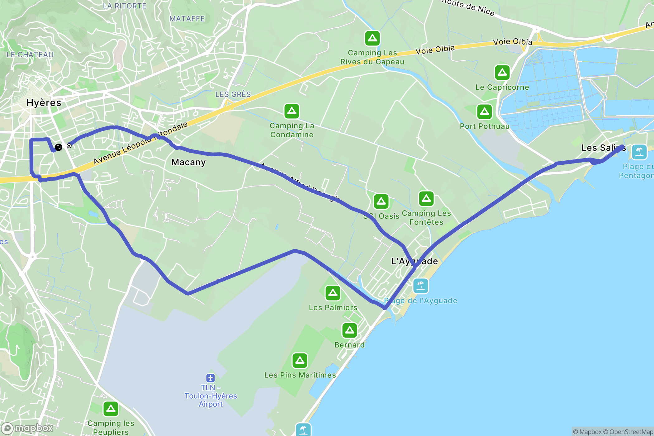 Hyères : carte du parcours de randonnée - France