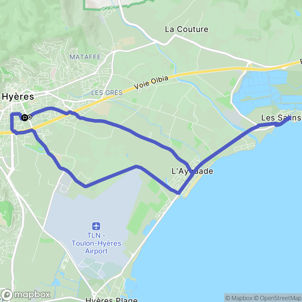 Hyères : carte du parcours de randonnée - France