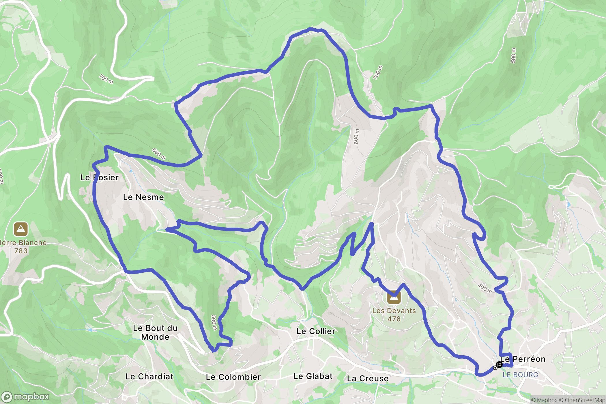 Le Perréon : carte du parcours de randonnée - France