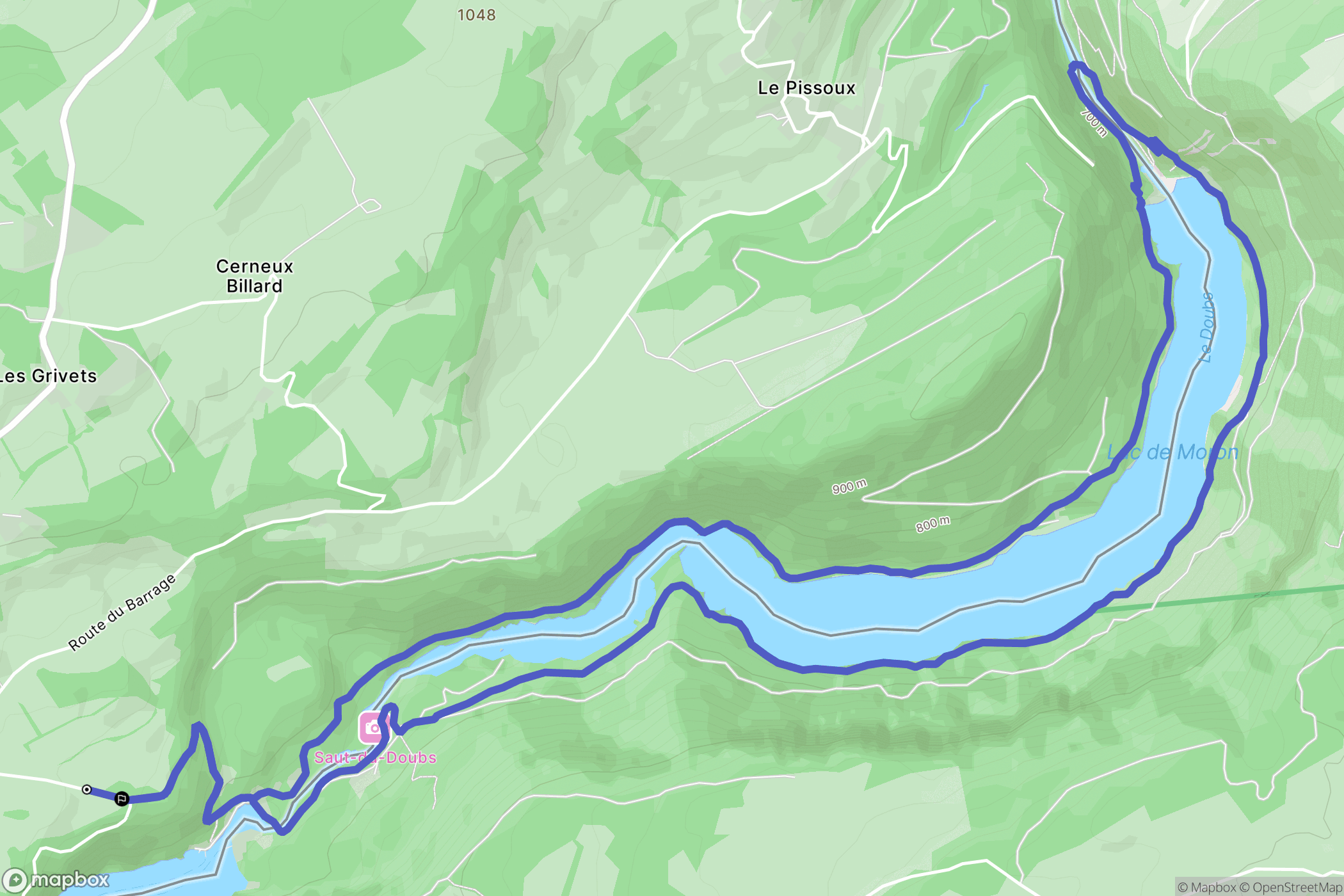 Villers-le-Lac : carte du parcours de randonnée - France