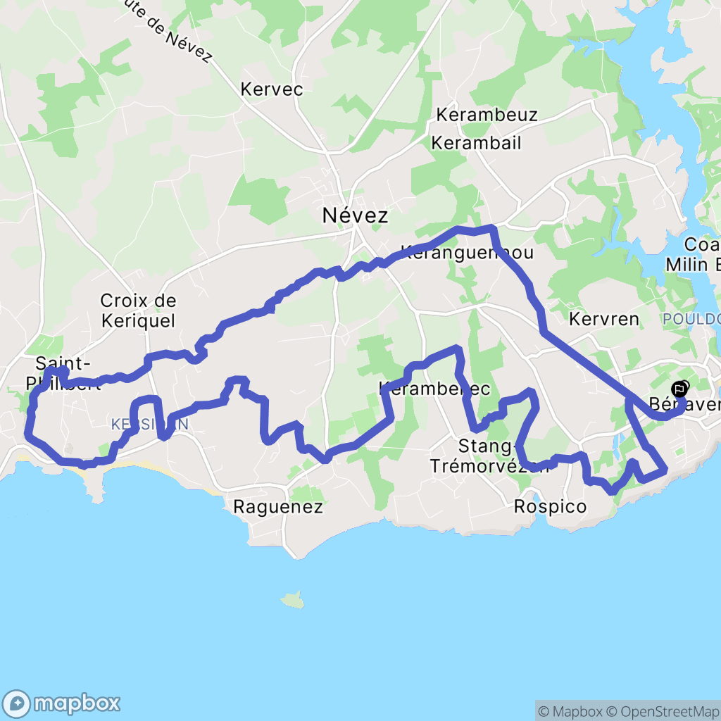 Névez : carte du parcours de randonnée - France
