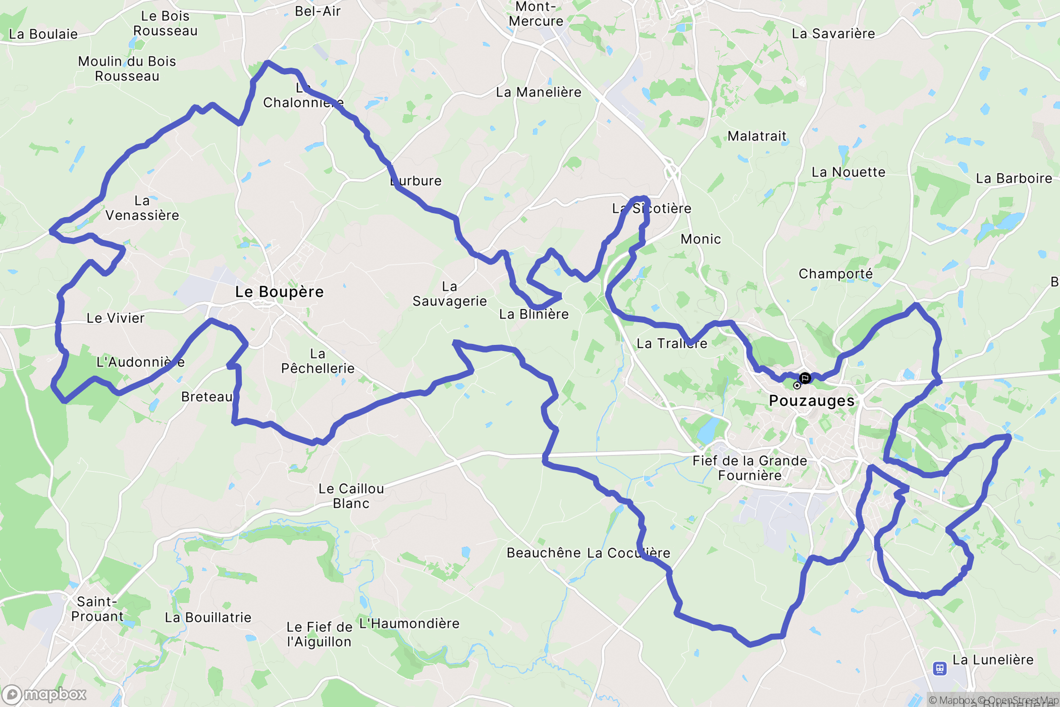 Pouzauges : carte du parcours de randonnée - France