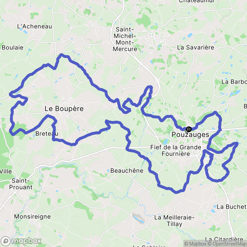 Pouzauges : carte du parcours de randonnée - France