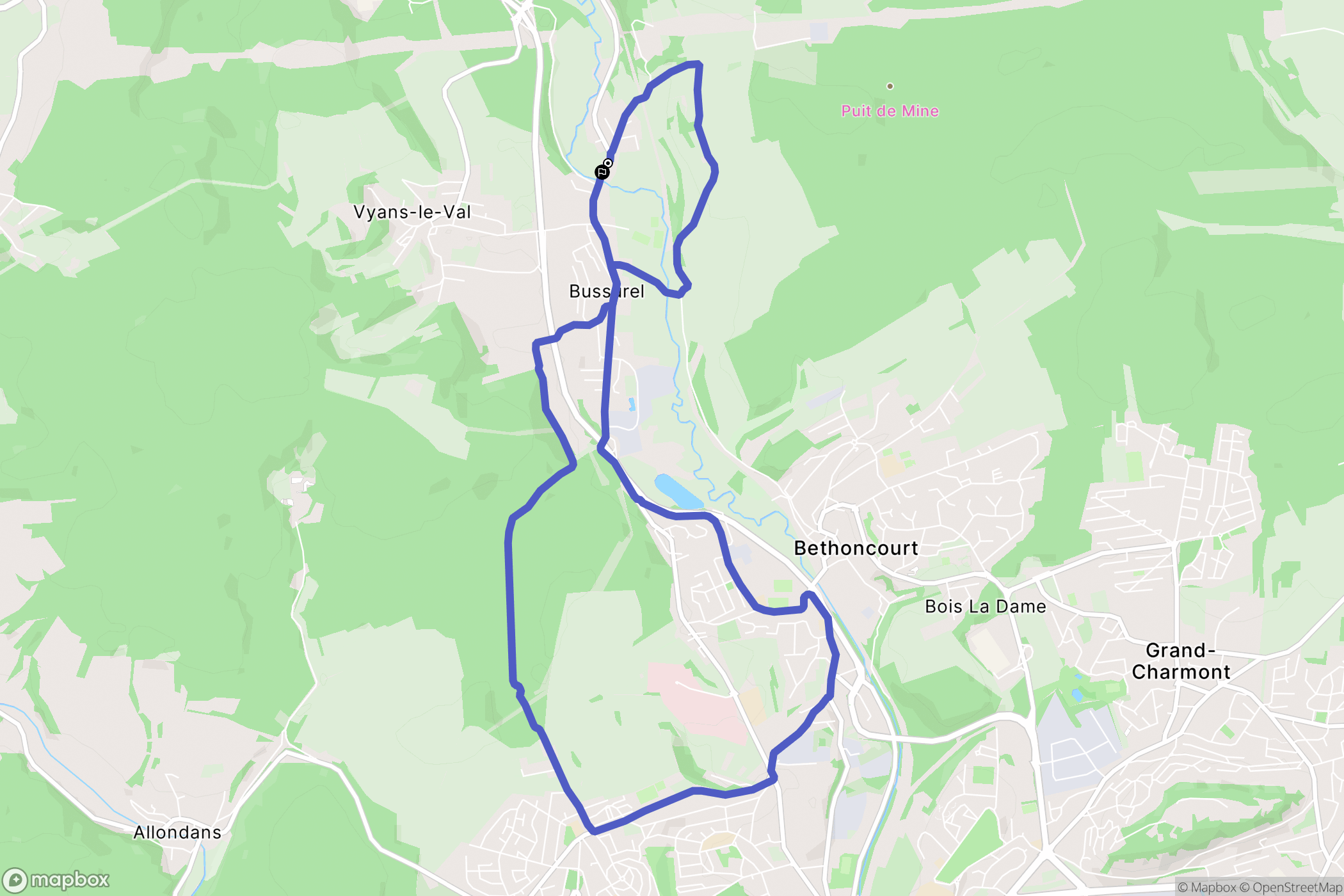 Héricourt : carte du parcours de randonnée - France