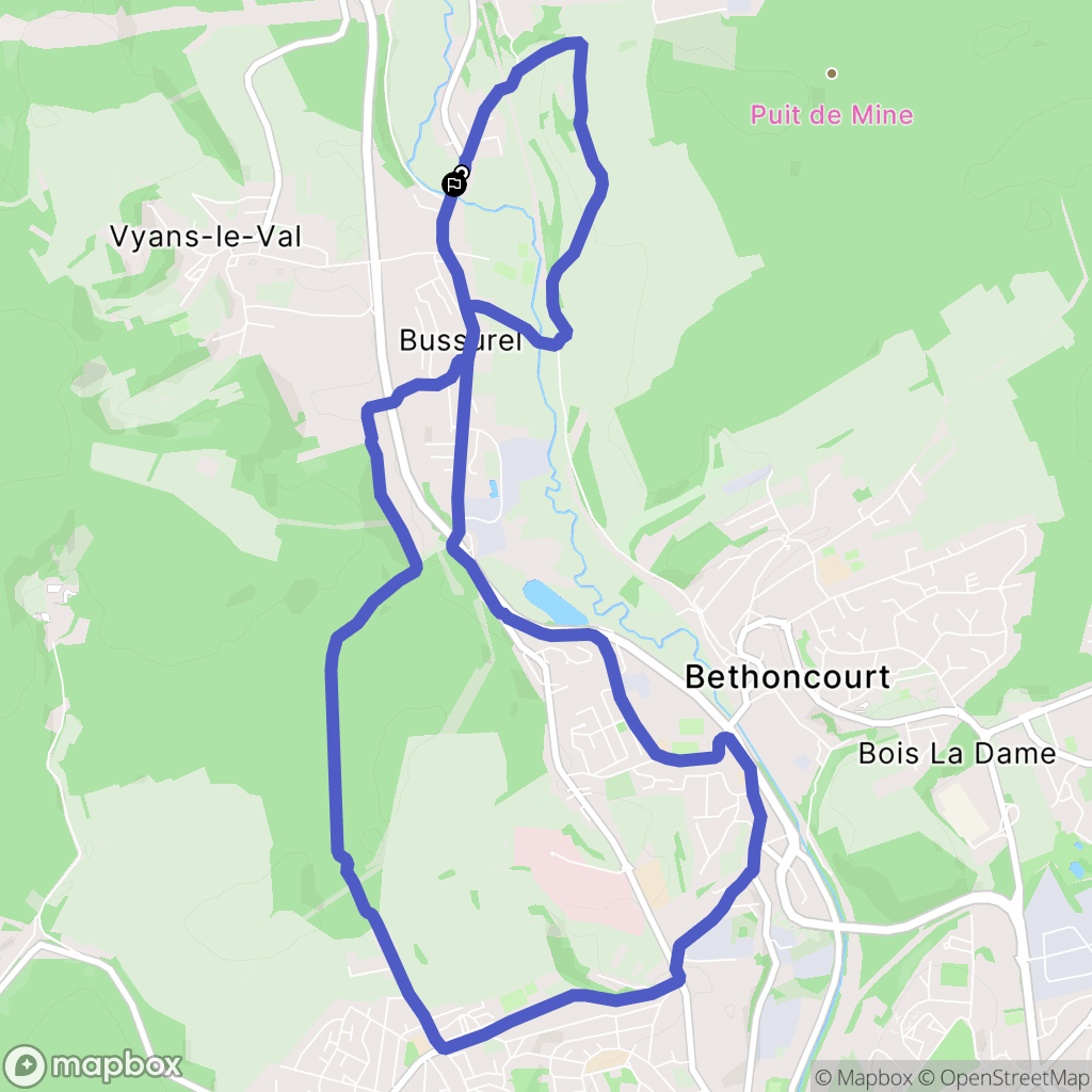Héricourt : carte du parcours de randonnée - France