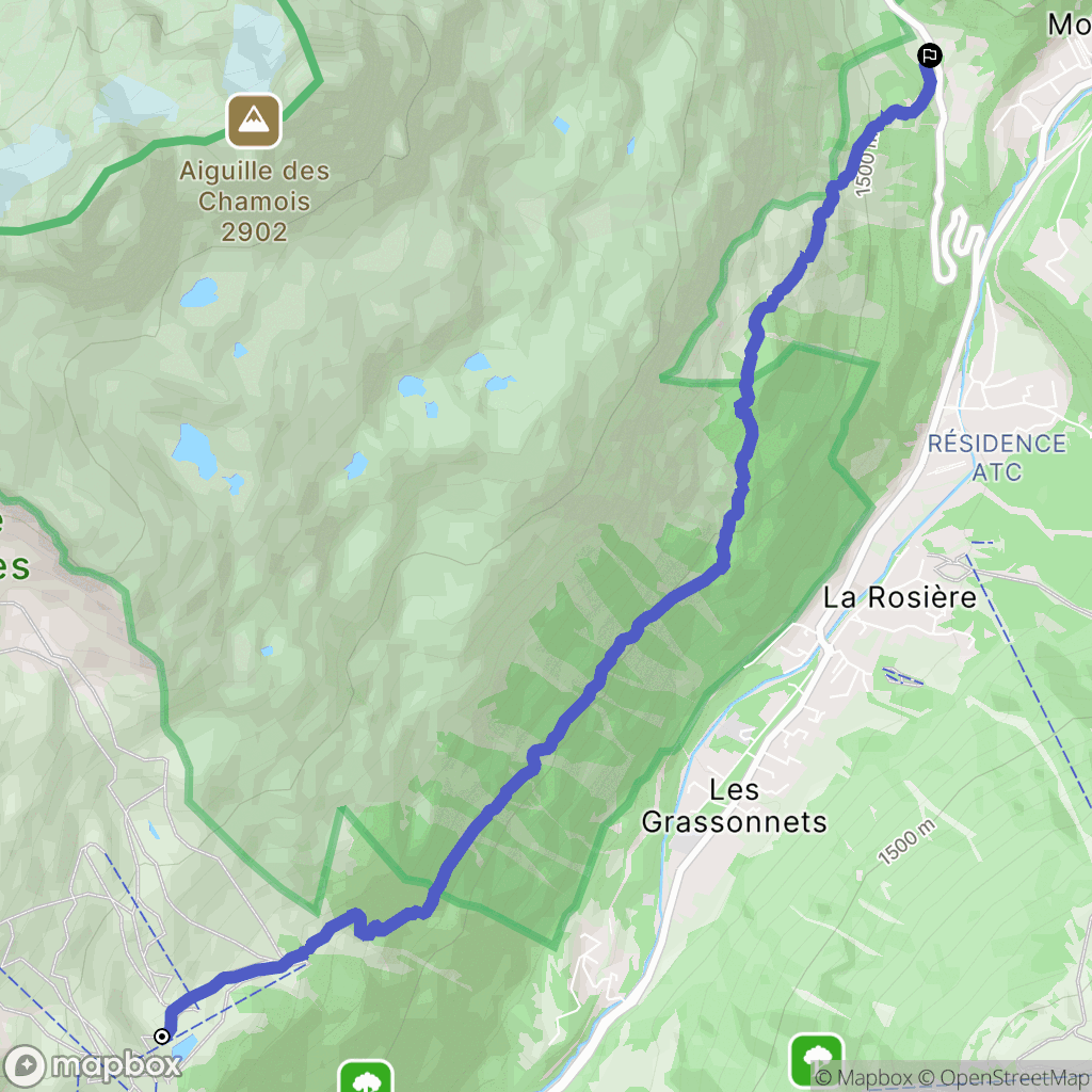 Chamonix-Mont-Blanc : carte du parcours de randonnée - France