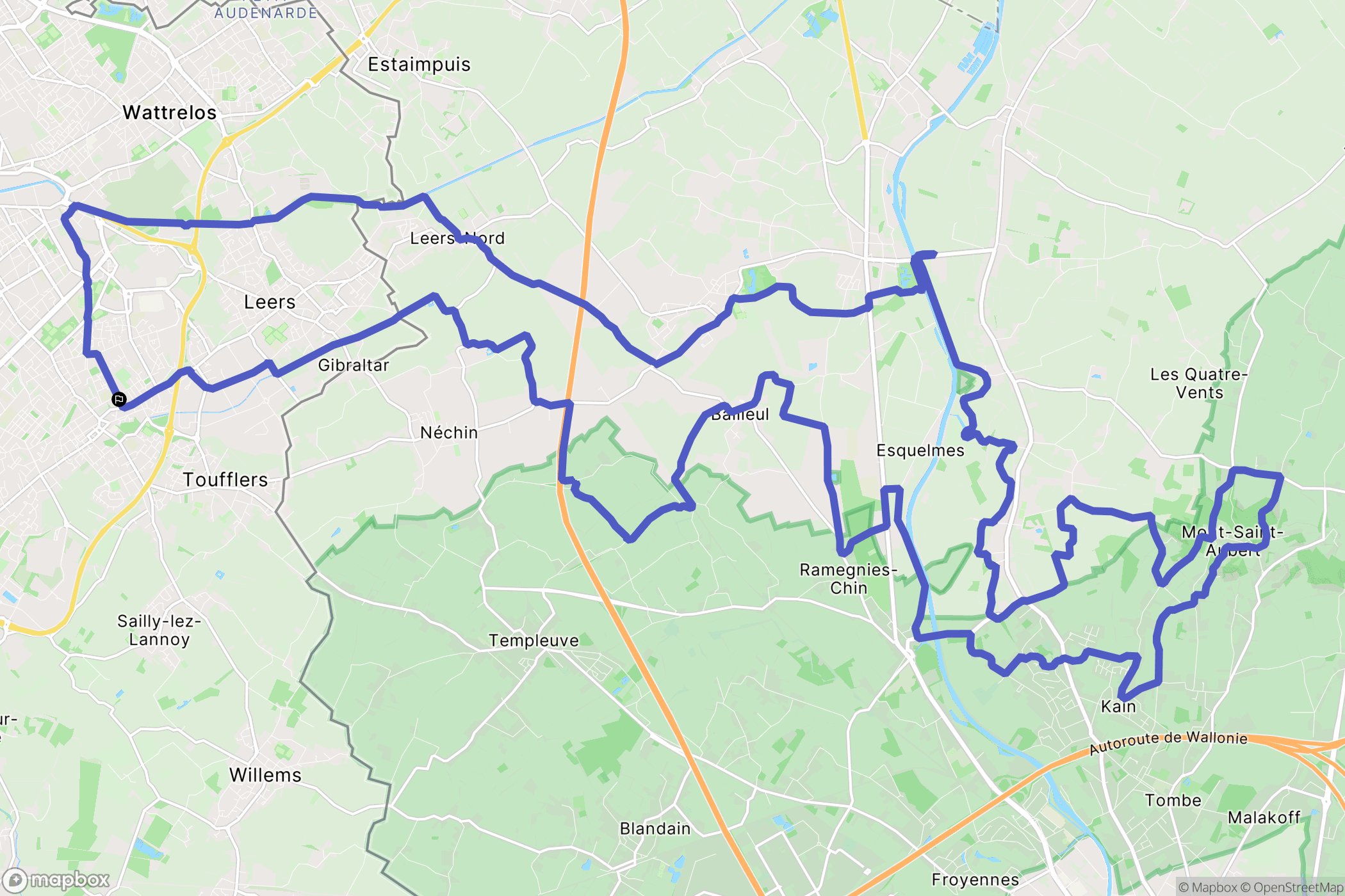 Lys-lez-Lannoy : carte du parcours de randonnée - France