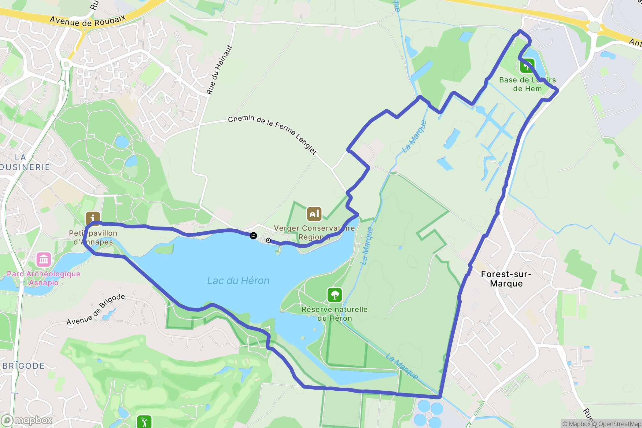 Villeneuve-d'Ascq : carte du parcours de randonnée - France